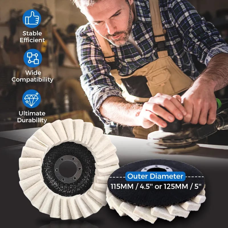 Premium Wool Felt Polishing Flap Disc for Angle Grinders - Mirror Finish Made Easy